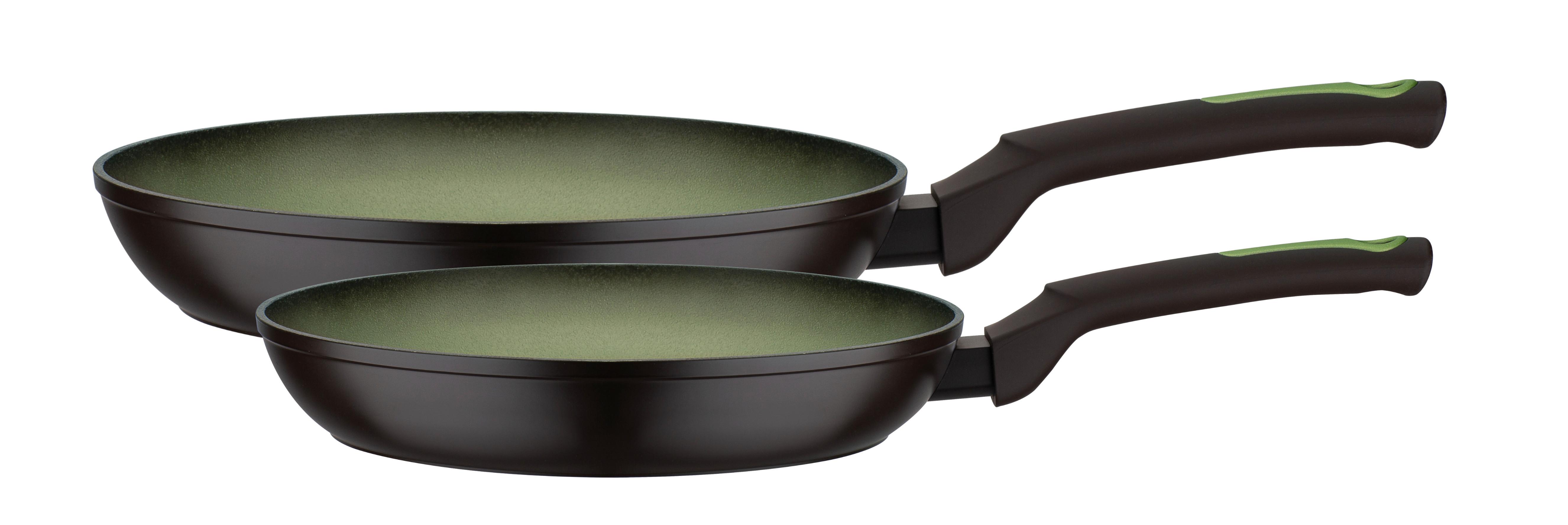 Gsw Pfannenset Avocado Schwarz/hellgrün, 2-Teilig - Schwarz/Hellgrün, Basics, Metall - GSW