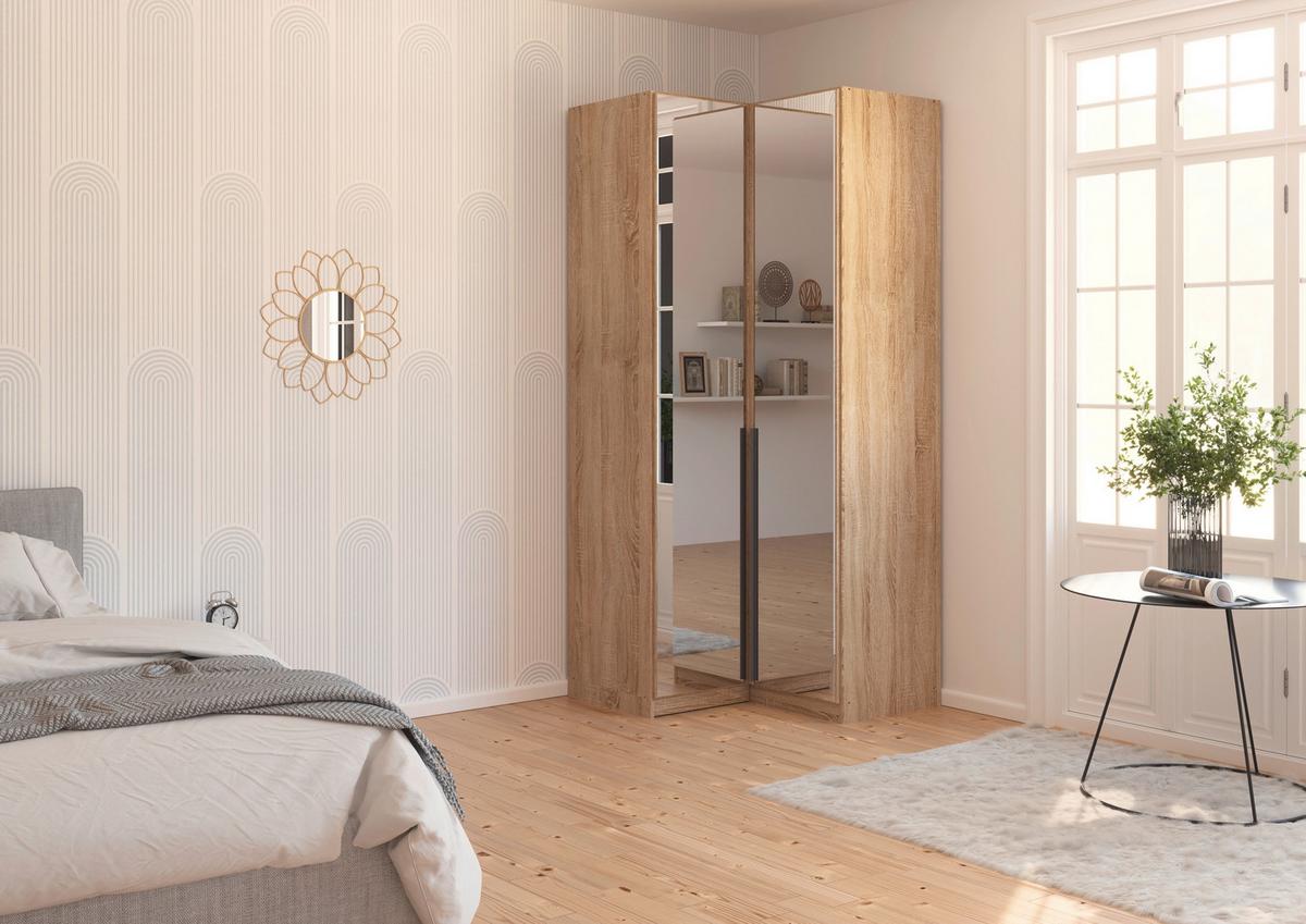 Eckkleiderschrank Alabama Sonoma Eiche B: 100 - Sonoma Eiche, MODERN, Glas/Holzwerkstoff (100/229/102cm) - Rauch Möbel