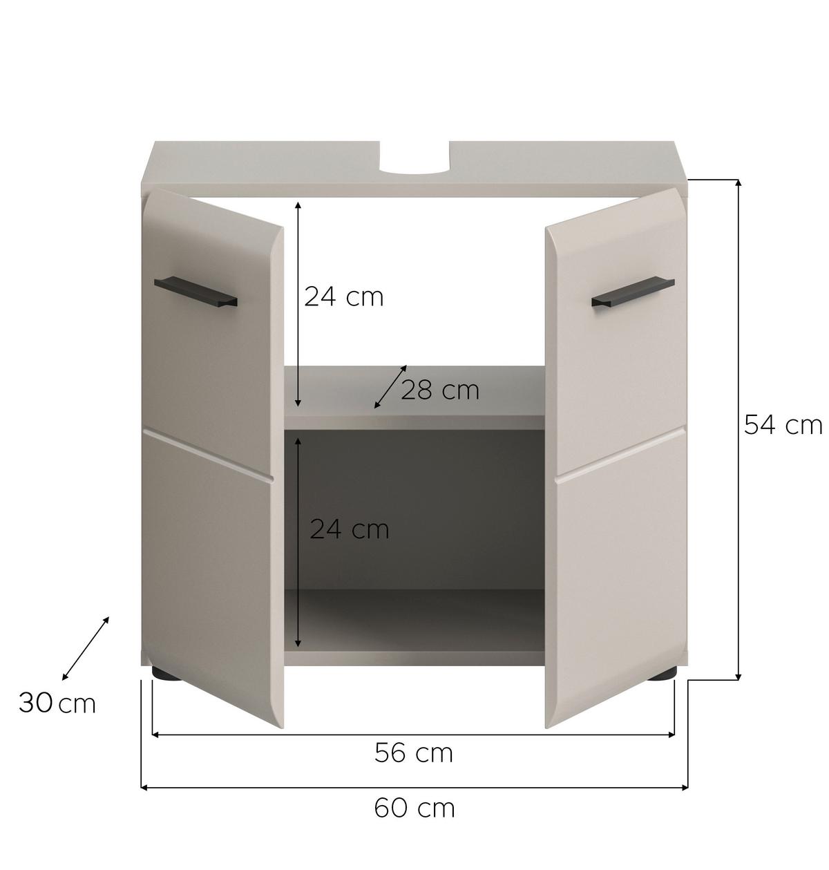 WASCHBECKENUNTERSCHRANK Ice Kaschmir B: 60cm - Kaschmir/Schwarz, Trend, Holzwerkstoff (60/54/30cm) - MID.YOU
