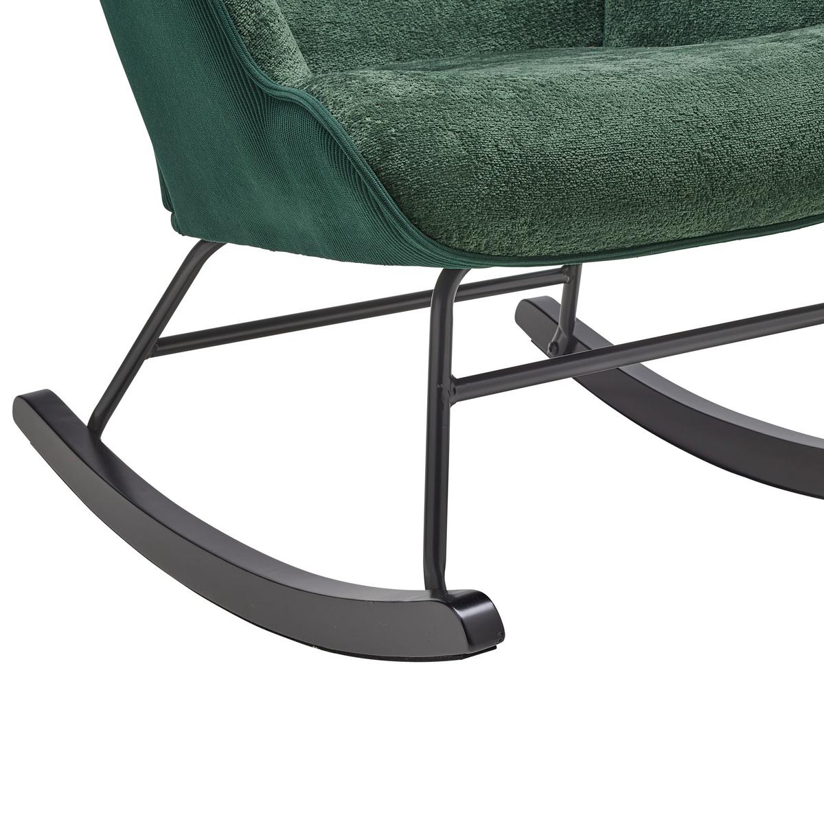 Hojdacie kreslo ROCK, zelená, max. 140 kg - čierna/zelená, Modern, kov/drevo (66/90/77cm) - Mömax