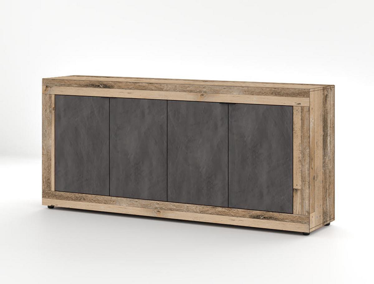 Kommode 180cm Lunea Graphitfarben - Alteiche/Schwarz, Design, Holzwerkstoff (180/86/42cm) - MID.YOU