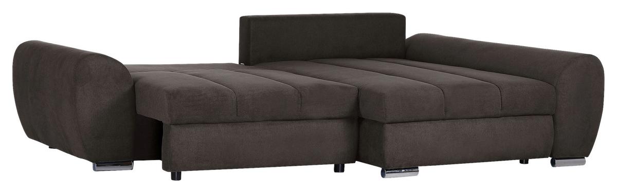 Ecksofa Mit Bettkasten Glasgow Dunkelgrau 175x270 Cm - Hellbraun/Chromfarben, KONVENTIONELL, Textil (175/270cm) - MID.YOU
