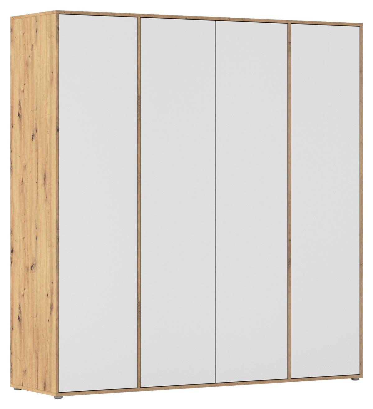 Drehtürenschrank Nabila Eiche Artisan Dek. Weiß - Weiß/Eiche Artisan, MODERN, Holzwerkstoff (187/194/53cm) - Rauch Möbel