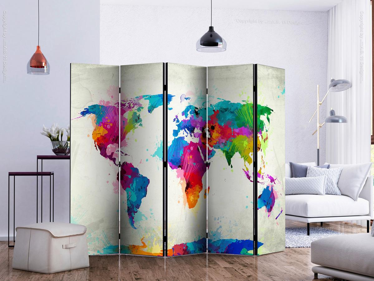 Paravent Multicolor B: 225 Cm - Multicolor, Basics, Holz/Textil (225/172/3cm) - artgeist
