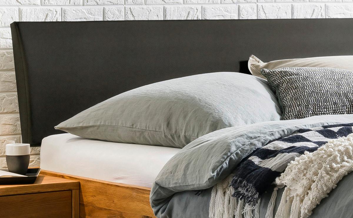 Bett Sondrio Mit Gepolstertem Kopfteil 160x200 - Wildeiche/Eichefarben, Natur, Holz/Textil (160/200cm) - Hasena