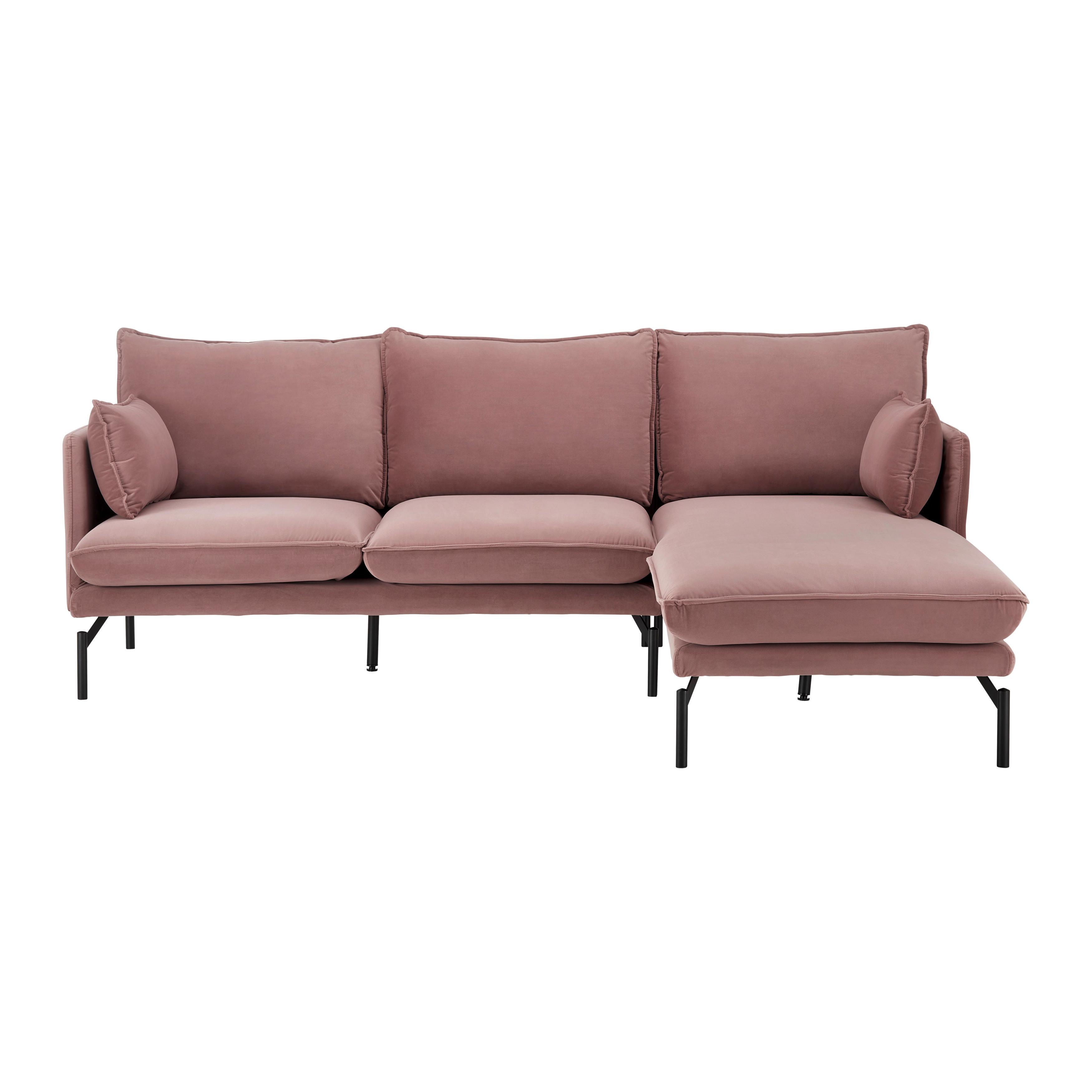 Sedací souprava ROSA ružová - růžová/černá, Moderní, kov/textil (226/84/163cm) - Bessagi Home