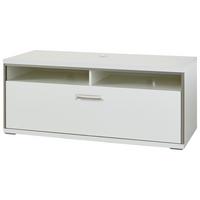 TV-Element Trento B: 124 cm Grau/Silberfarben/Weiß - Weiß Hochglanz/Silberfarben, Design, Holzwerkstoff/Metall (124/51/52cm) - Livetastic