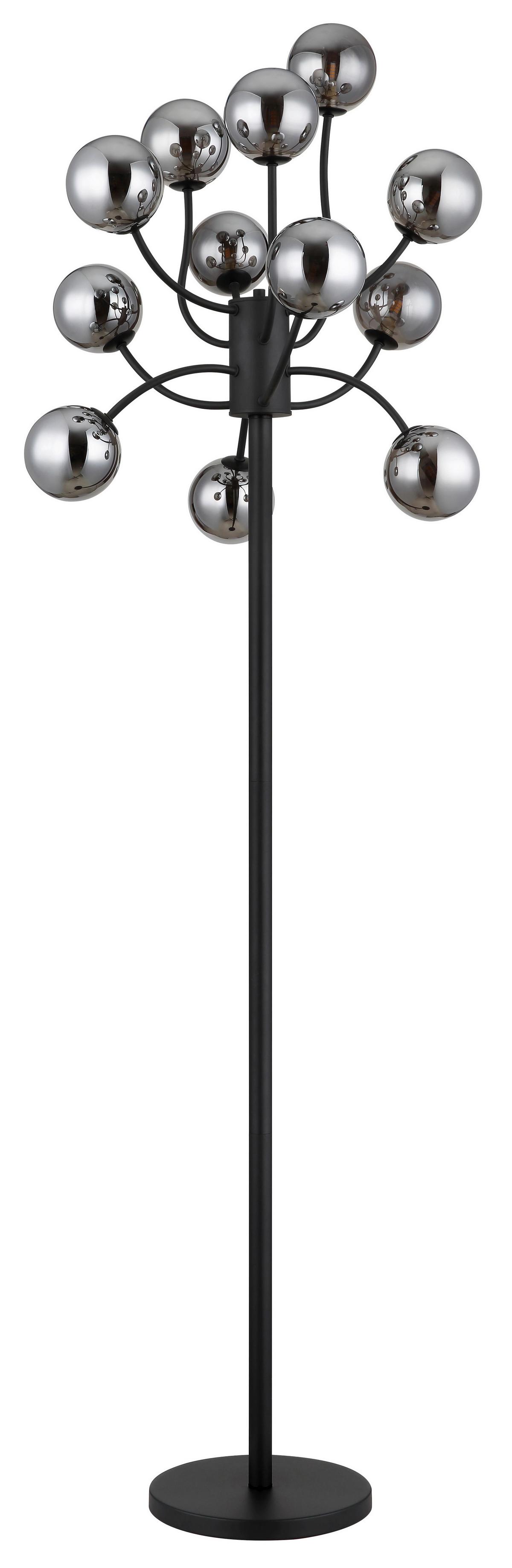 Stehleuchte Riha Rauchglas, DxH: ca. 62x200 cm - Schwarz, Design, Glas/Kunststoff (62/200cm) - Globo