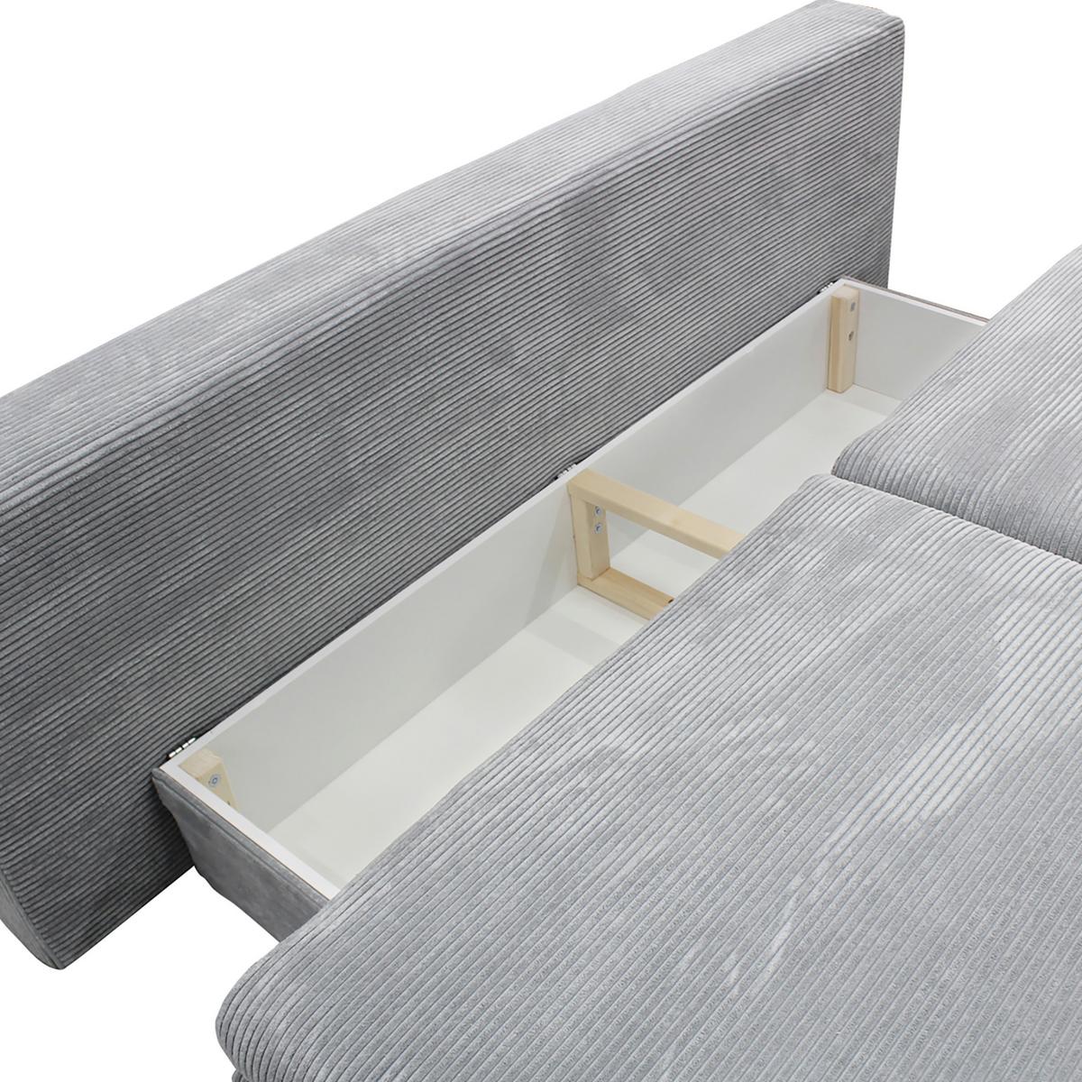 2-sitzer-sofa Mit Schlaffunkt. Fiore Und Bettkasten Hellgrau - Hellgrau/Schwarz, Design, Textil (202/85/99cm) - P & B