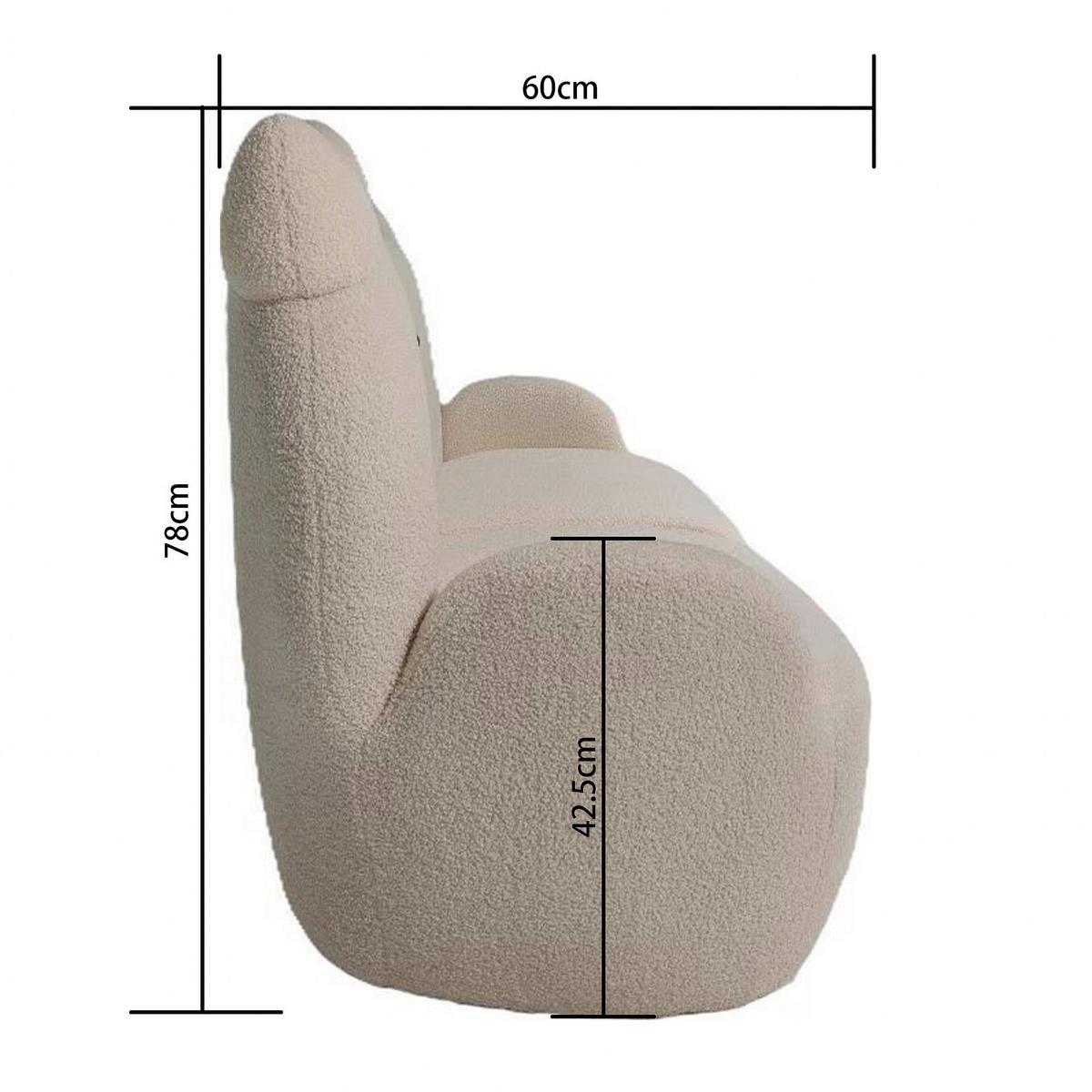 Pohovka KITTI, bílá tkanina TEDDY - bílá, Romantický / Rustikální, dřevo/textil (121/42/78cm) - Premium Living