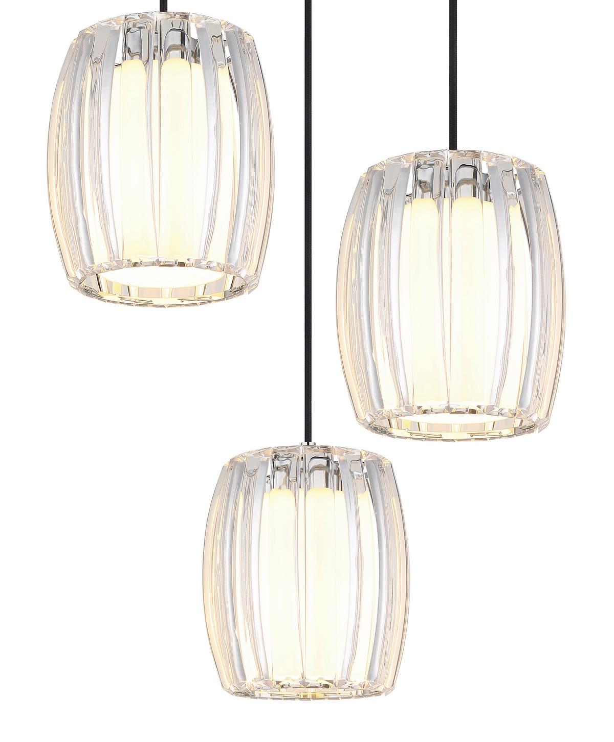 Hängeleuchte Exkl. 3xe27, 60w - Klar/Opal, Design, Glas/Kunststoff (40,5/120cm) - Globo