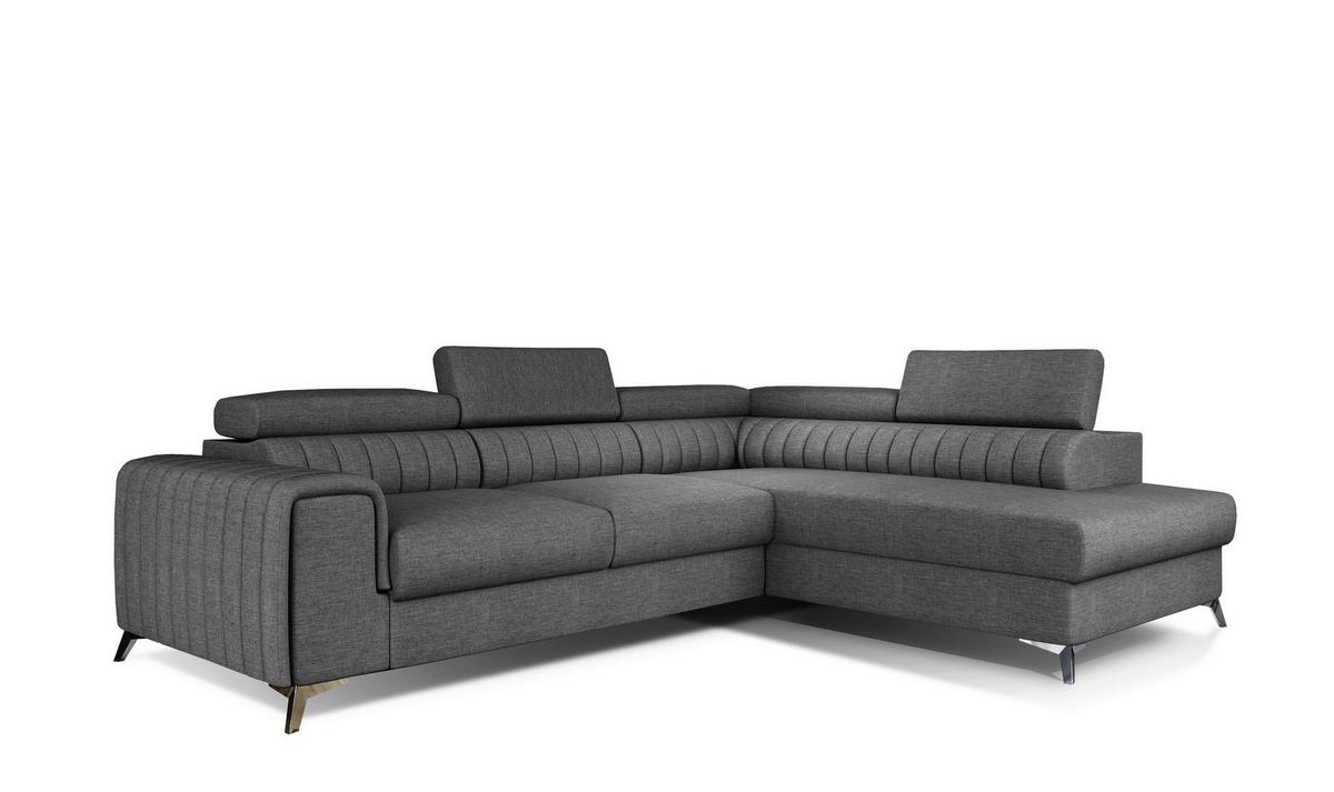 Ecksofa Laurence Grau S: 278x205 cm - Silberfarben/Grau, Design, Textil (278/205cm) - MID.YOU