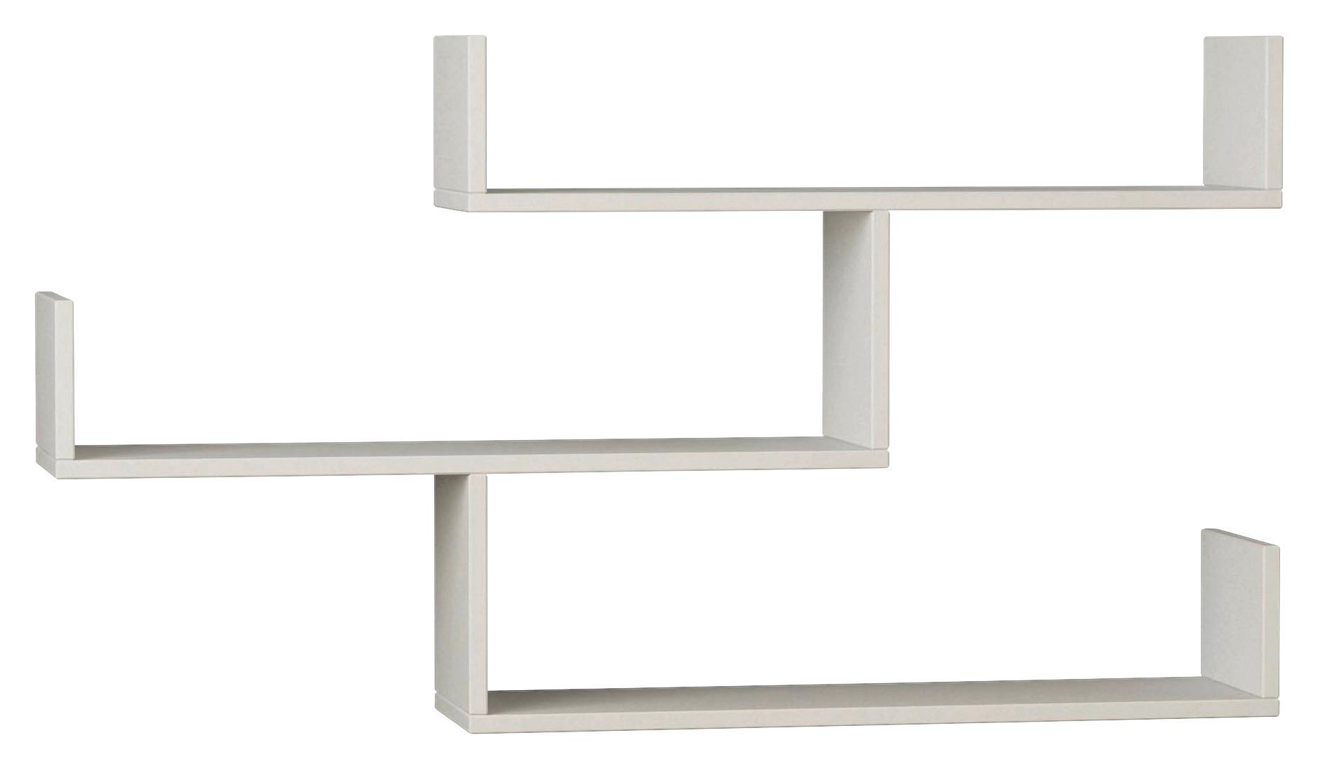 Nástenný regál, š: 120 cm - bílá, Design, kompozitní dřevo (120/67/22cm) - Livetastic