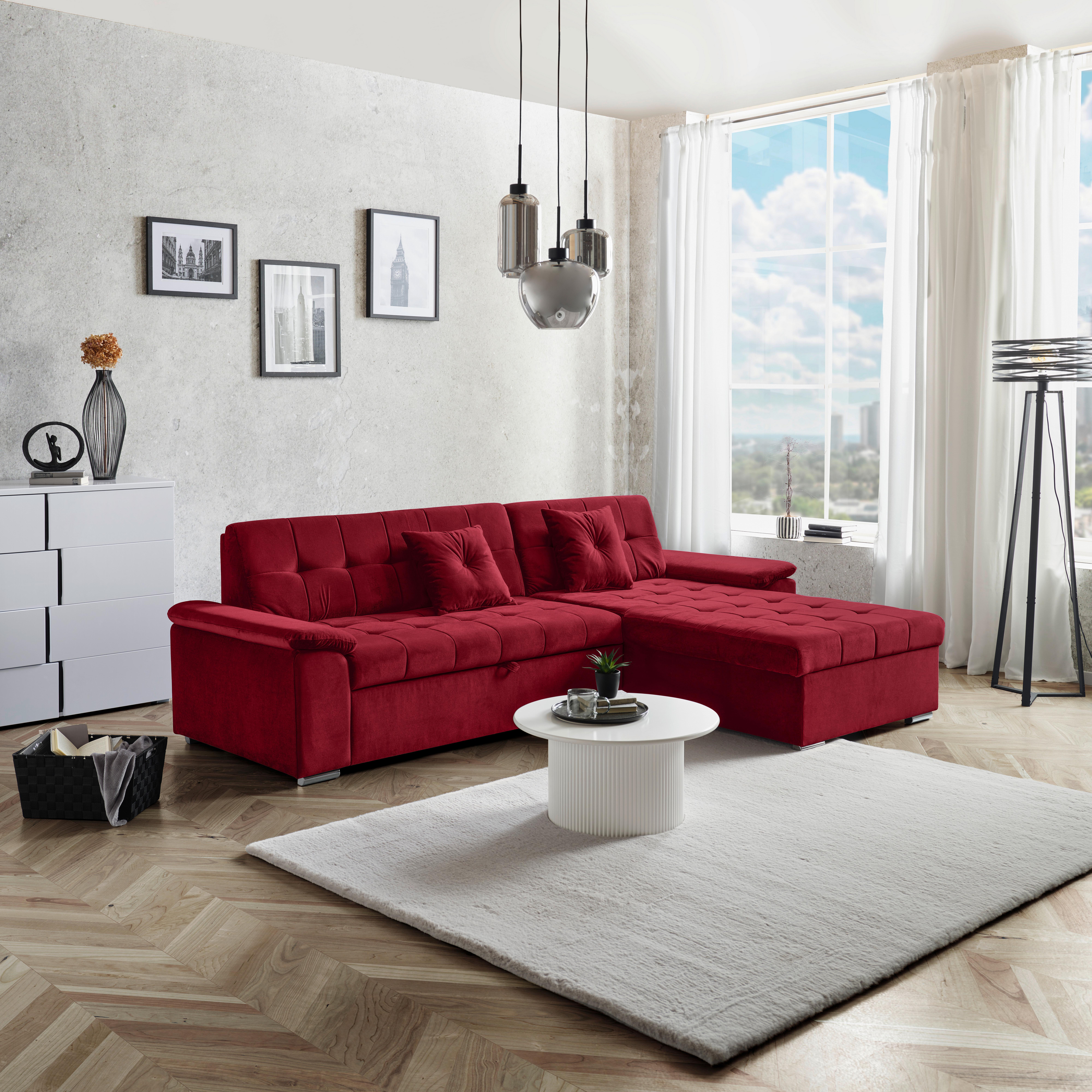 Sedacia súprava KEATON červená, obojstr.montáž - bordová, Basics, textil (263/169cm) - Livetastic