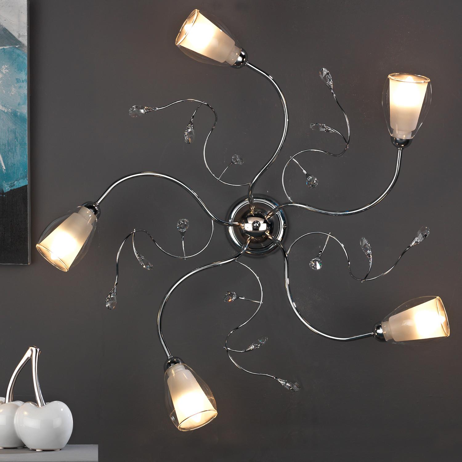 Deckenleuchte Sharon Chromfarben L: 80 Cm - Chromfarben, Basics, Glas/Metall (80/80/20cm)