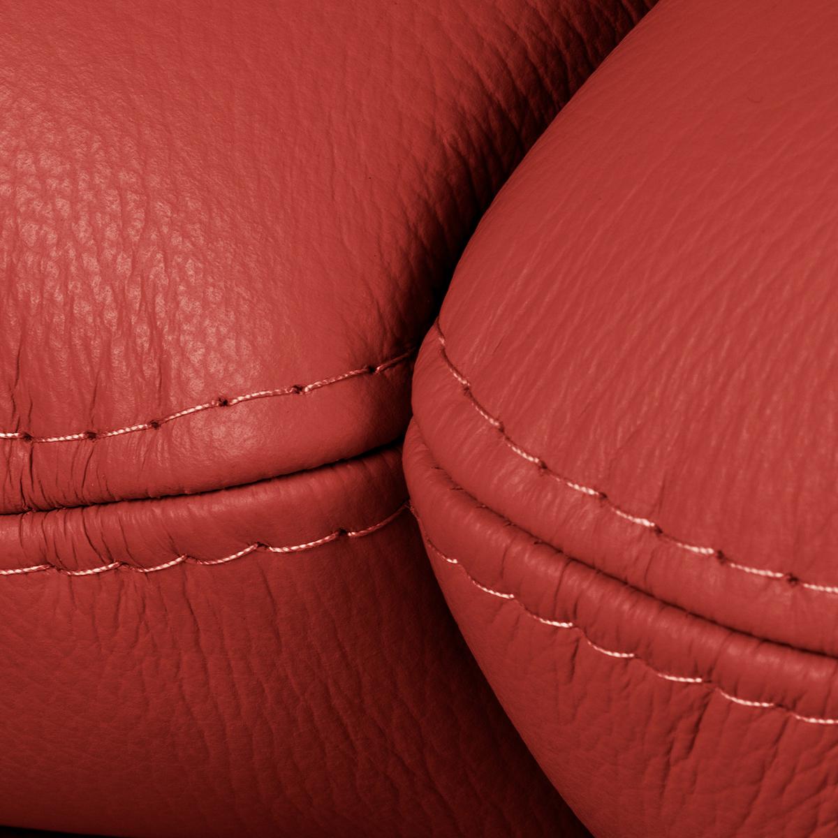 2-Sitzer-Sofa Comodo Echtleder Rot B: 164 cm - Silberfarben/Rot, Design, Leder (164/90/88cm) - Livetastic