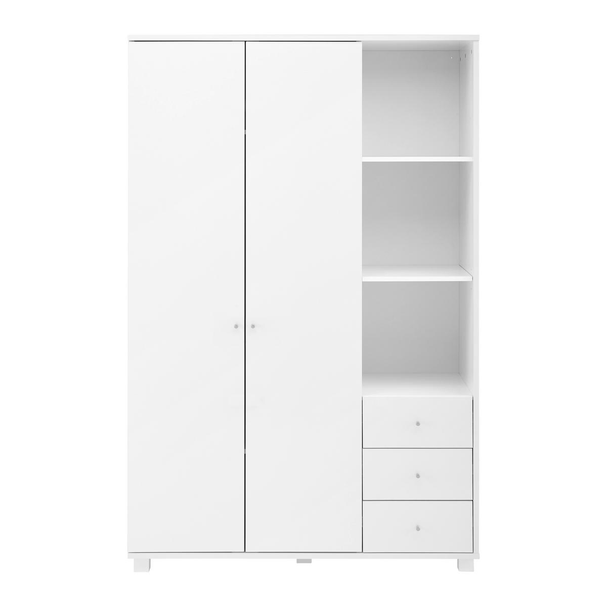 Šatní skříň MILO šírka 115 cm - bílá/barvy stříbra, Moderní, kov/dřevo (115/176/55cm) - Bessagi Home