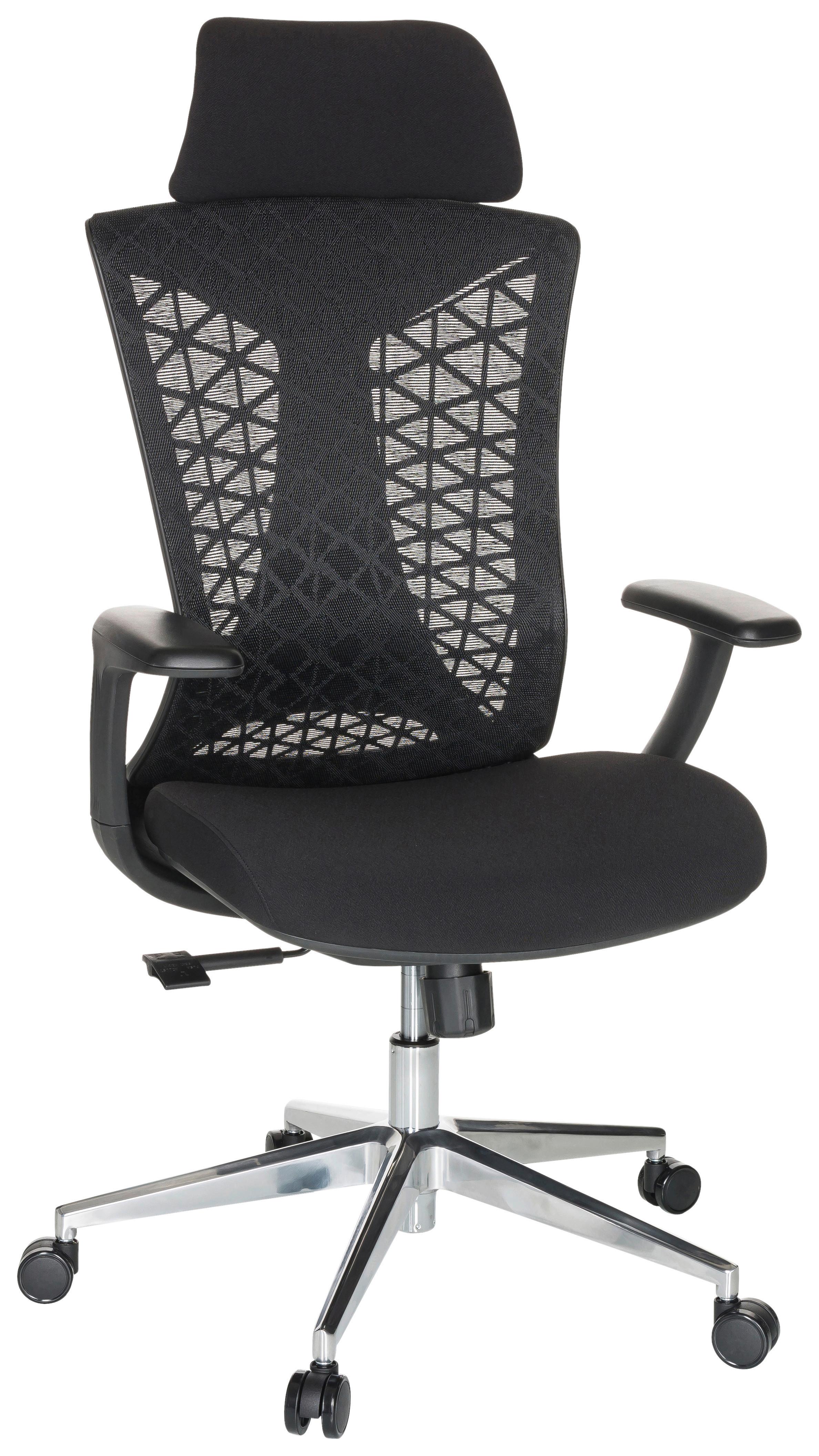 Bürostuhl Faleo B Mit Wippfunktion Schwarz Bis 120kg - Silberfarben/Schwarz, Basics, Kunststoff/Textil (67/115/69cm) - MID.YOU