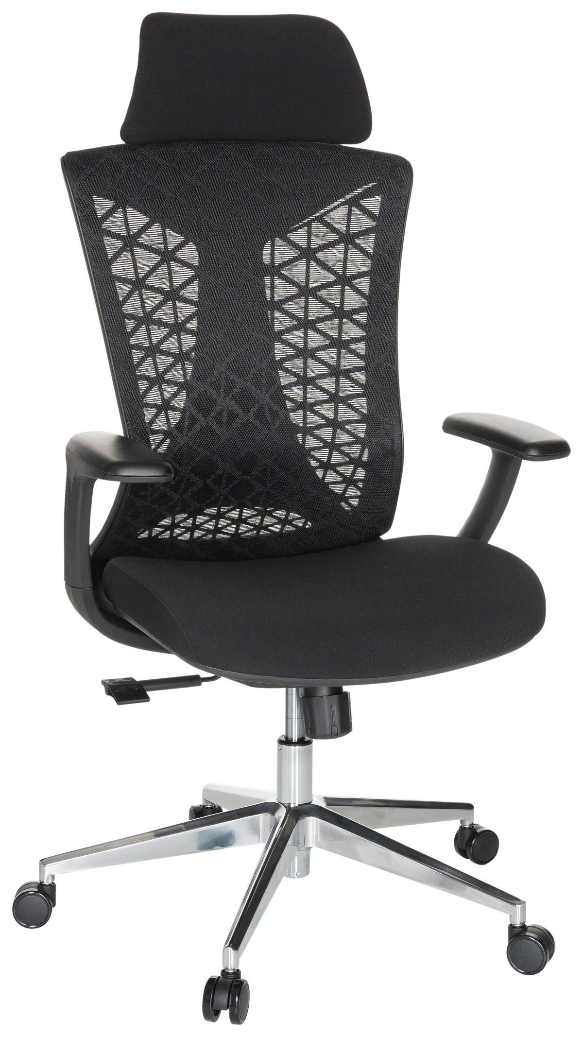 Bürostuhl Faleo B Mit Wippfunktion Schwarz Bis 120kg - Silberfarben/Schwarz, Basics, Kunststoff/Textil (67/115/69cm) - MID.YOU