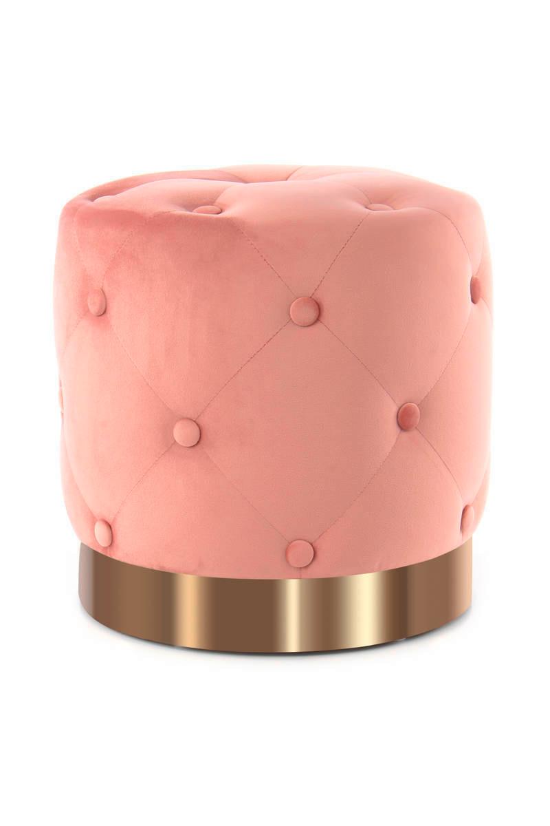 Pouf in Rosa und Gold mit Knopfsteppung