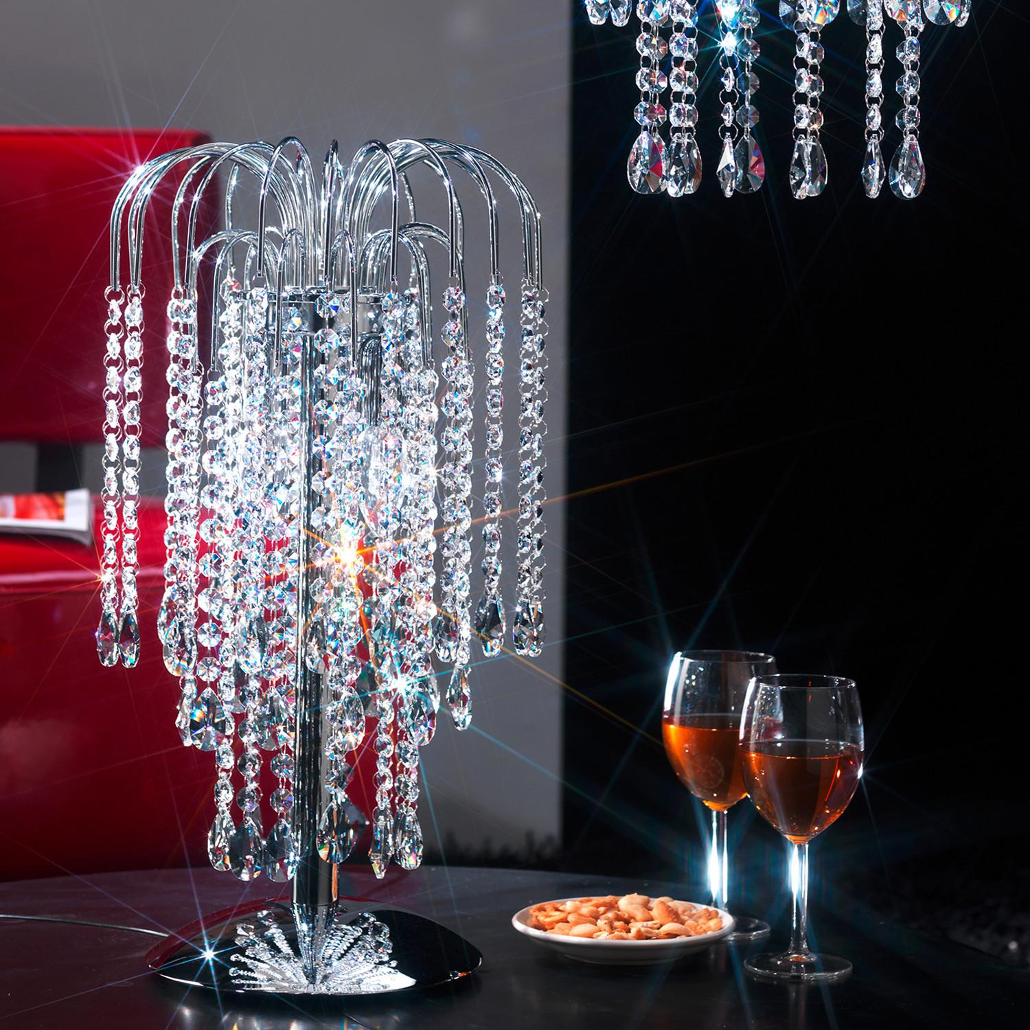 Kristall-Tischleuchte 4698/Lg - Chromfarben, LIFESTYLE, Glas/Metall (25/50cm)