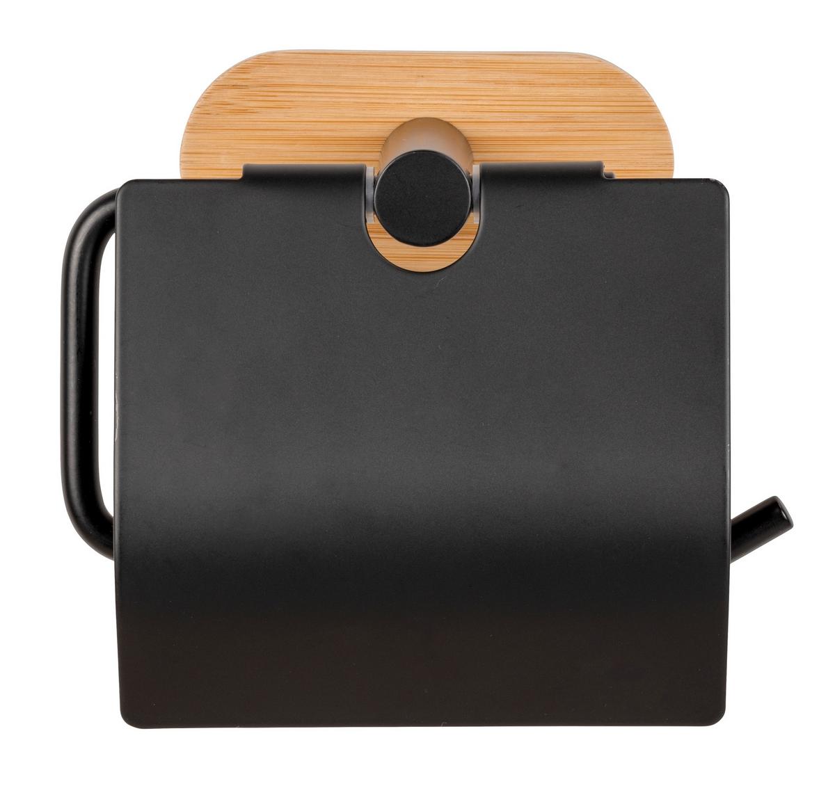 Držák na toaletní papír OREA BAMBOO - SB - - černá/přírodní barvy, Moderní, kov/dřevo (13,5/12/7cm) - Mömax