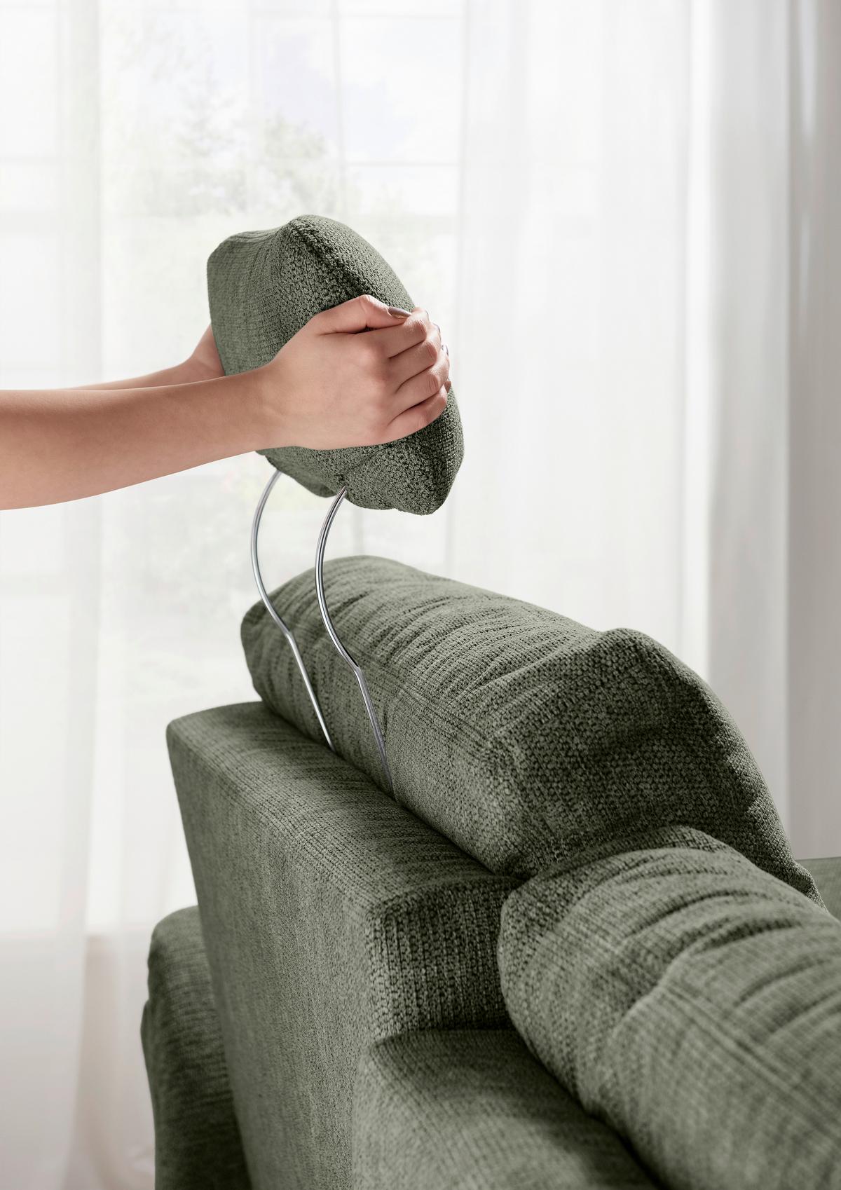 Ecksofa Brizzini Dunkelgrün S: 264x206 Cm - Dunkelgrün/Naturfarben, MODERN, Textil (264/206cm) - Livetastic