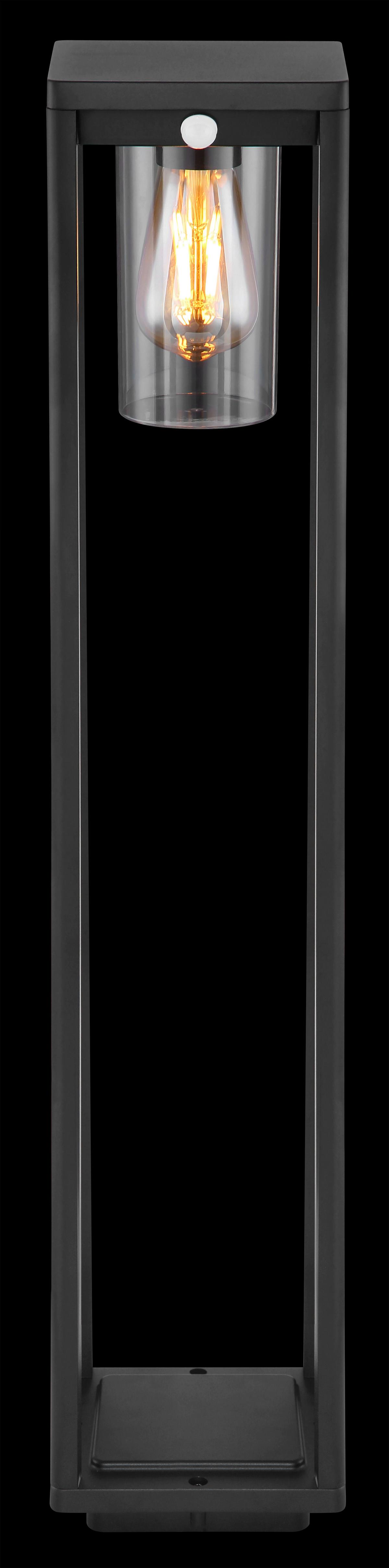 Außenleuchte + Bewegungsmelder Candela 15 Watt Aluminium - Klar/Schwarz, Basics, Kunststoff/Metall (15,5/15/80cm) - Globo