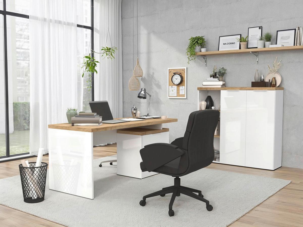 SKRIŇA EASY OFFICE - biela/biela s vysokým leskom, Modern, kov/kompozitné drevo (81/193/34cm) - Based