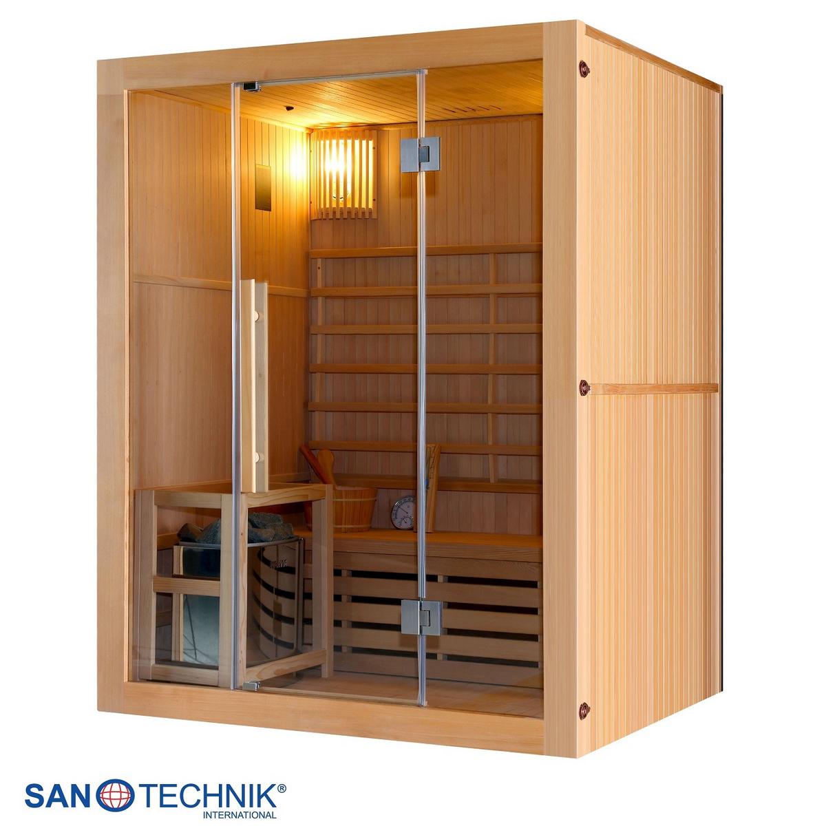 Finnische Sauna Riga int. Steuerung, 4,5-KW-Ofen - Basics, Holz (150/190/120cm)