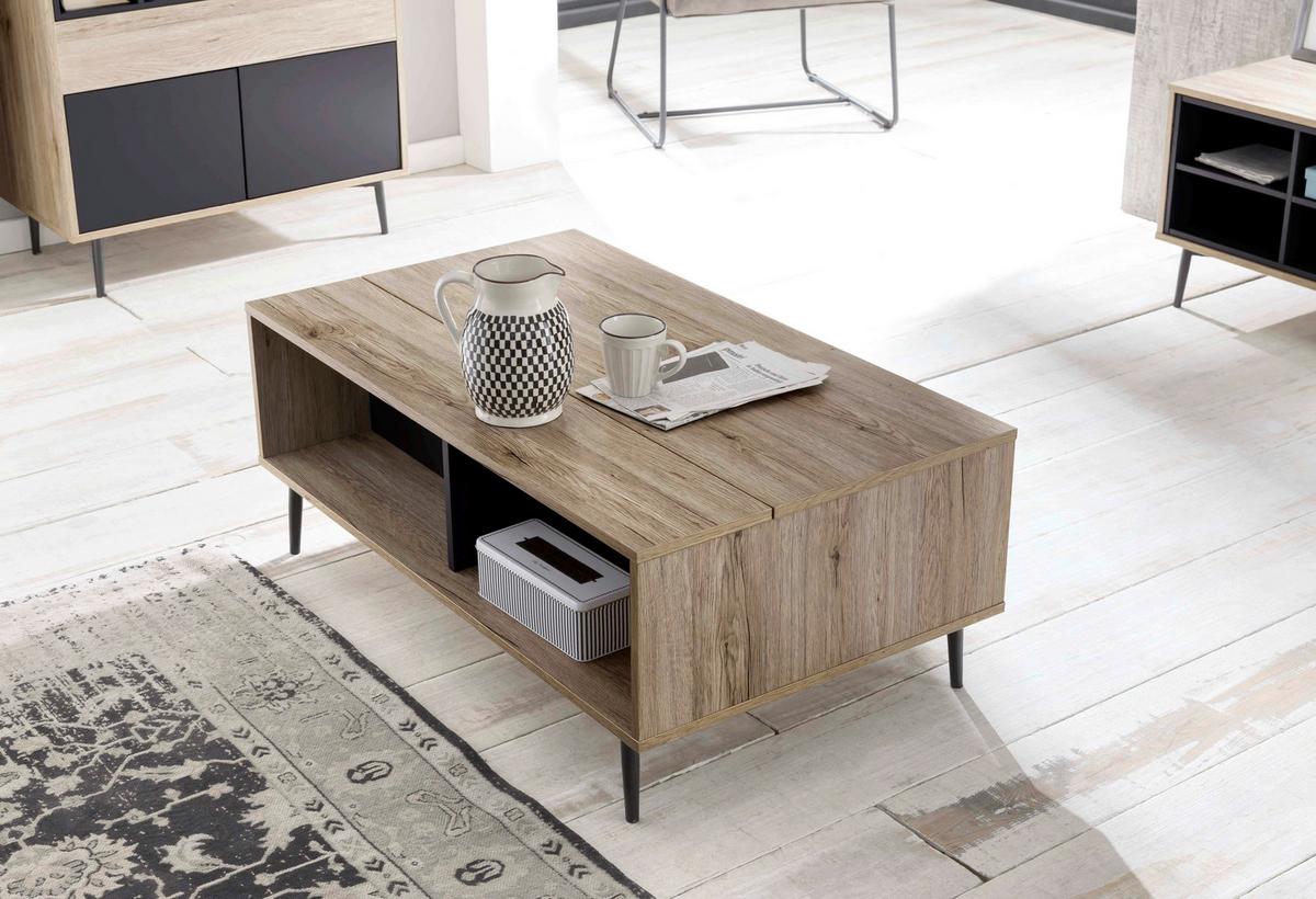 Couchisch Naturfarben B: 58 Cm - Anthrazit/Schwarz, Design, Holzwerkstoff/Metall (100/58/39cm) - Livetastic