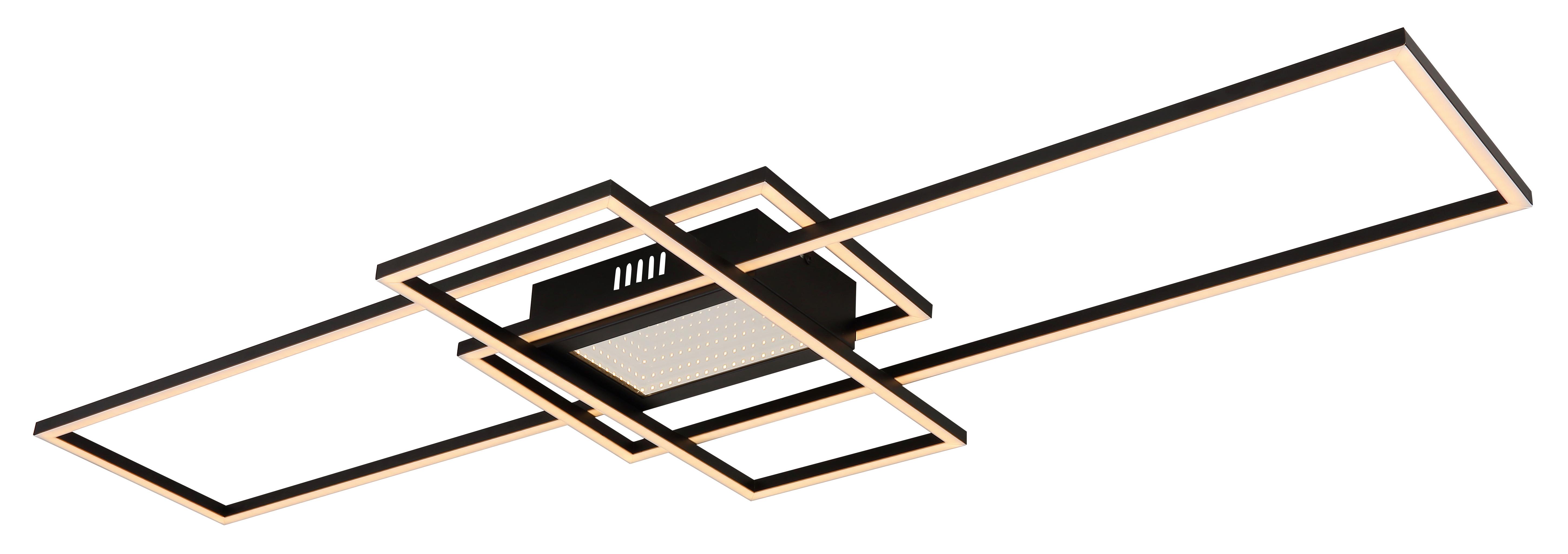 LED-Deckenleuchte 48468-60 - Opal/Schwarz, Design, Kunststoff/Metall (110,8/42/6,8cm) - Globo