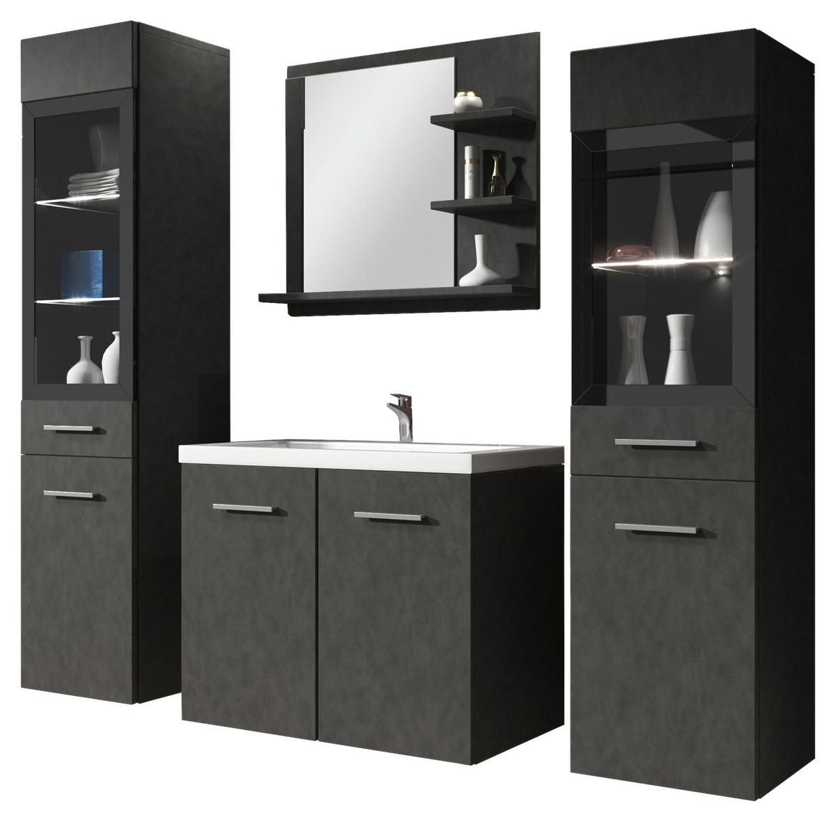 Kúpeľňa MADRIT antracit matný - biela/antracitová, Lifestyle, kompozitné drevo/plast (120cm) - P & B