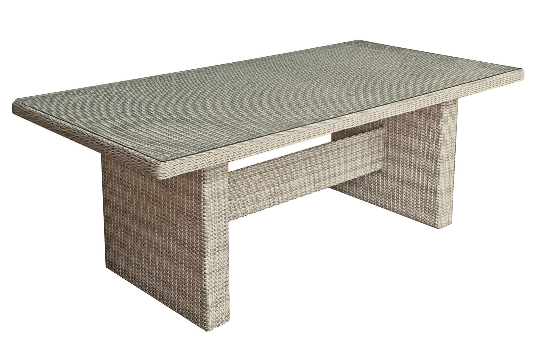 Gartentisch Dijon - Klar/Grau, Basics, Glas/Kunststoff (200/100/75cm) - Gardenson