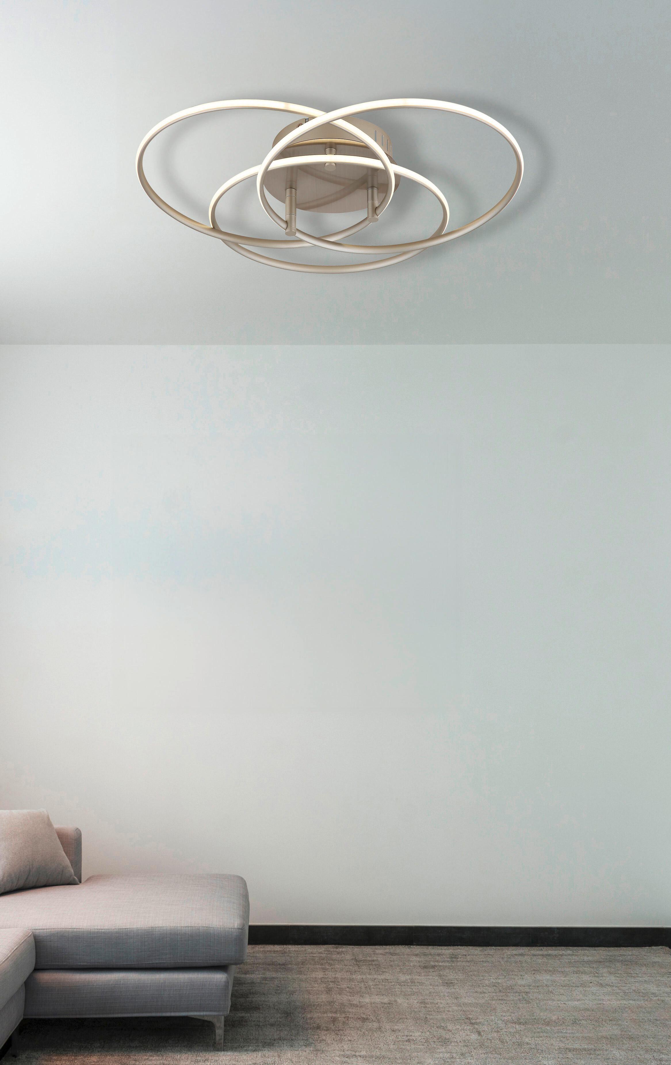 LED-Deckenleuchte Kombos Weiß Nickelfarben D: 45,6 cm - Weiß/Nickelfarben, Design, Kunststoff/Metall (45,6/9,4cm) - Globo