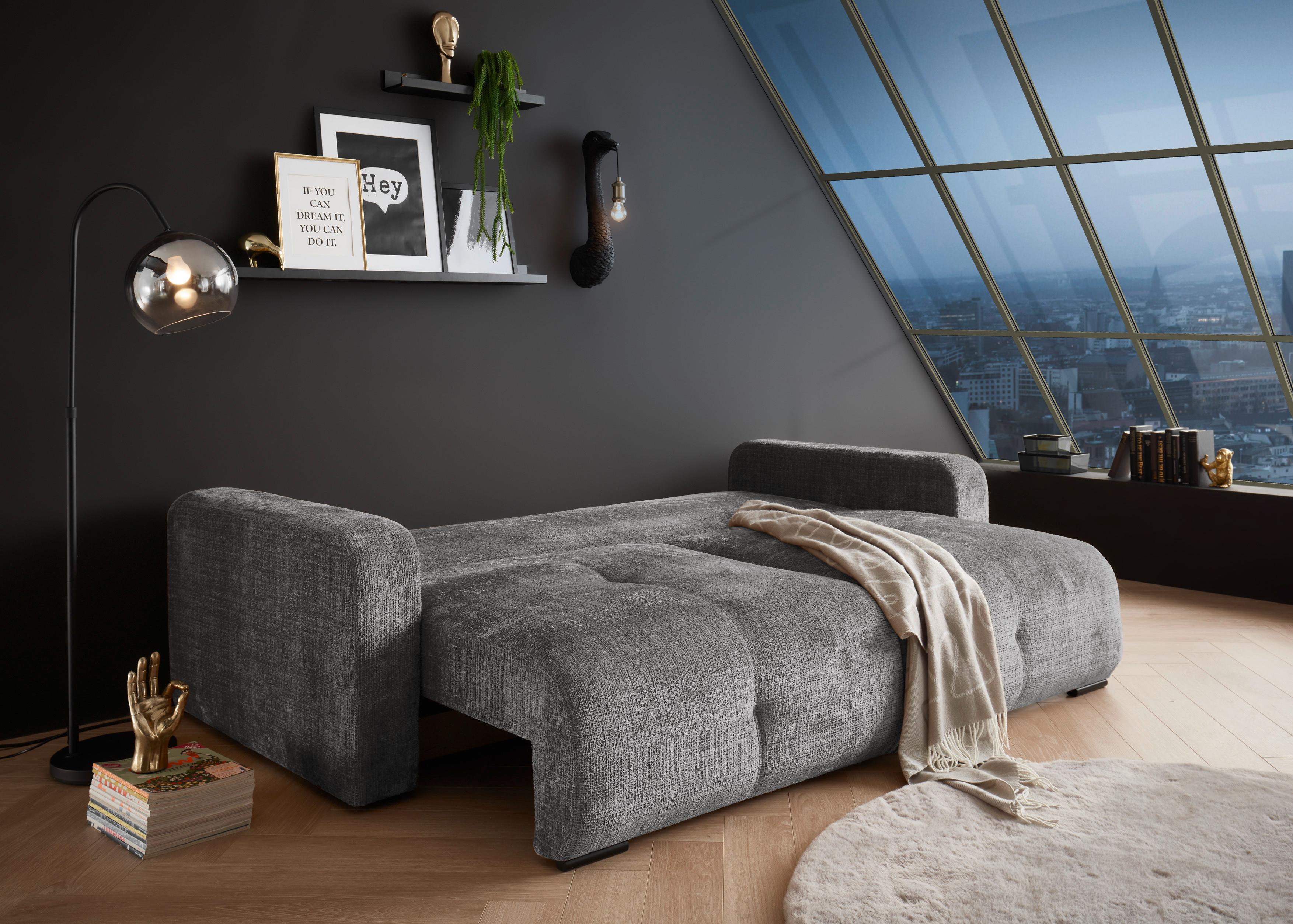 Schlafsofa Bullet Grau B: 235 Cm - Schwarz/Grau, KONVENTIONELL, Textil (235/88/120cm) - MID.YOU