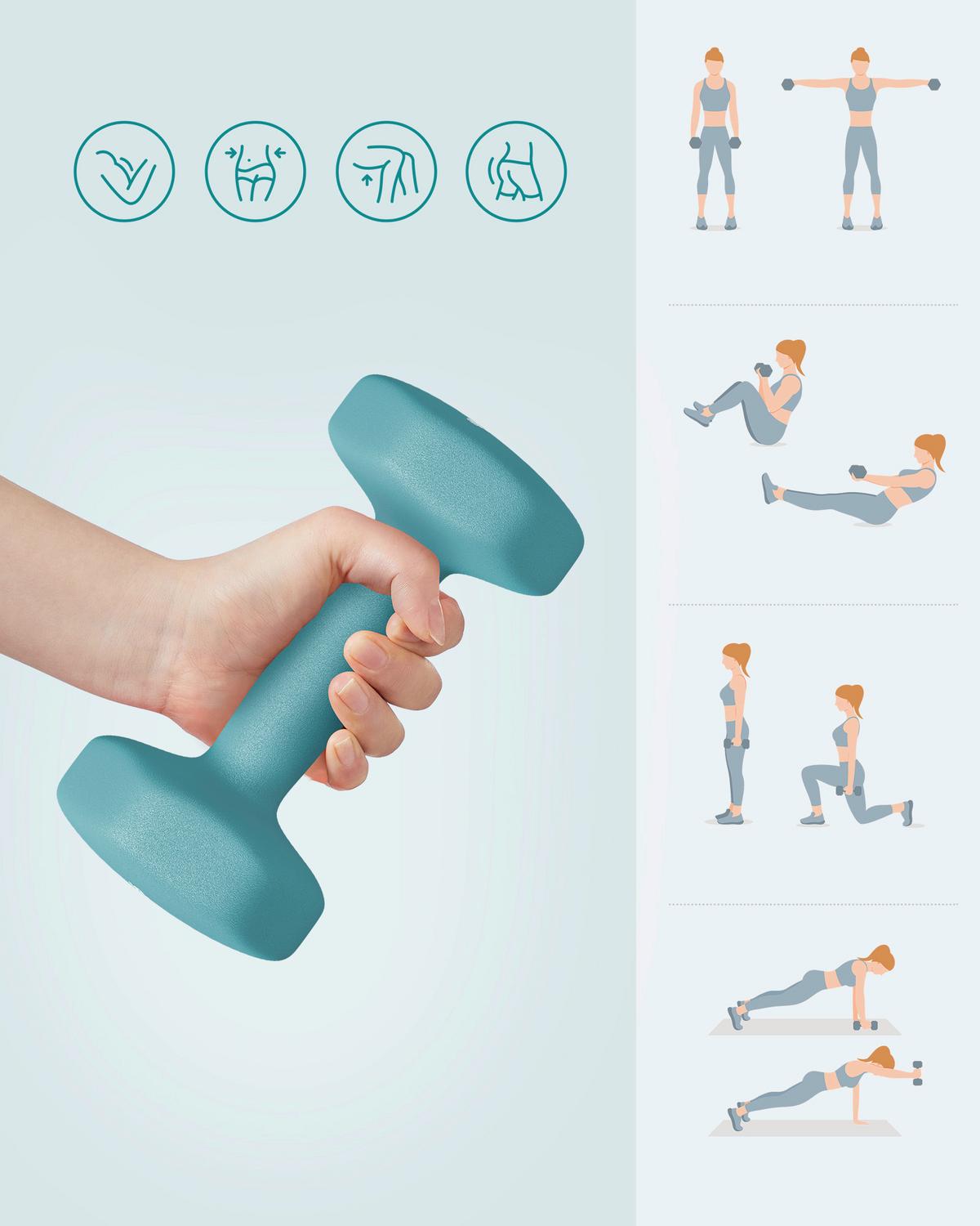 Fitness-Set Dumbbell Hellblau/ Dunkelblau/Hellrosa B: 38,5 cm - Hellrosa/Dunkelblau, Basics, Metall (38.5/14.5/35.5cm)