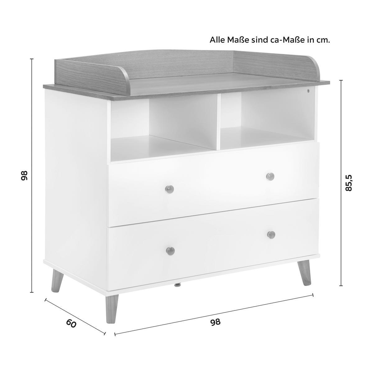 Prebaľovacia komoda LOU prírodná a biela - biela/farba borovice, Modern, drevo (98/98/60cm) - Bessagi Kids