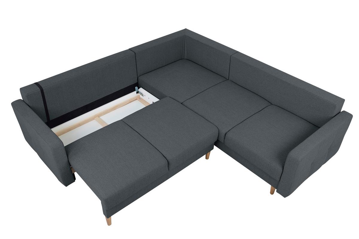 Ecksofa Noret Dunkelblau S: 242x242 Cm - Beige/Buchefarben, Design, Textil (242/242cm) - MID.YOU