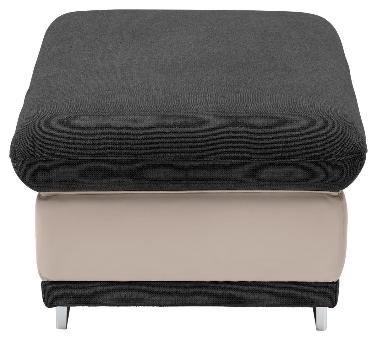Hocker Seaside Schwarz/Sandfarben H: 47 cm - Sandfarben/Chromfarben, KONVENTIONELL, Textil (97/47/67cm) - MID.YOU