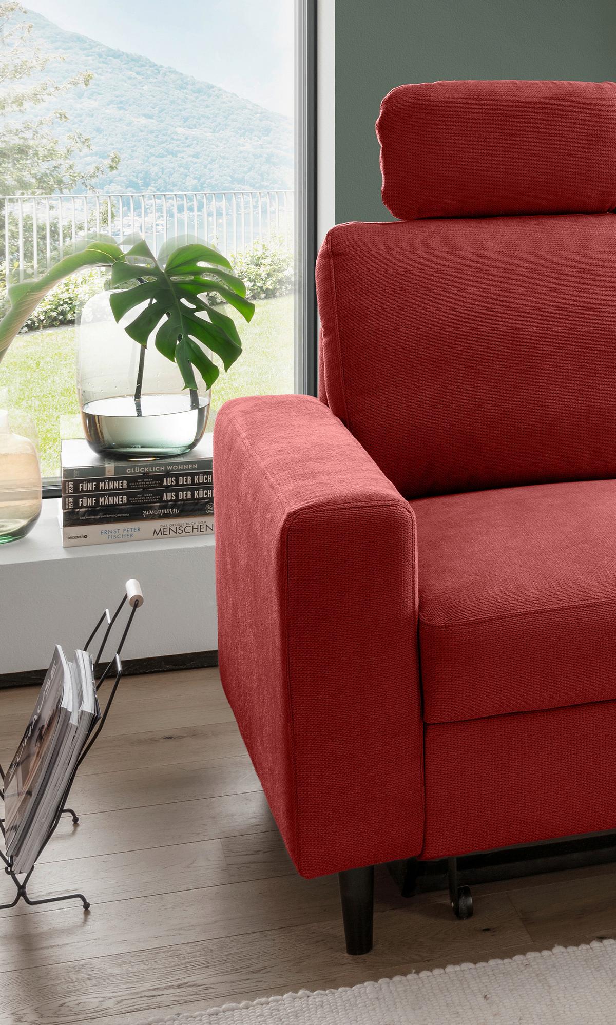 Eckschlafsofa Passione Rot S: 234x147 cm - Rot/Schwarz, MODERN, Textil (234/147cm) - Livetastic
