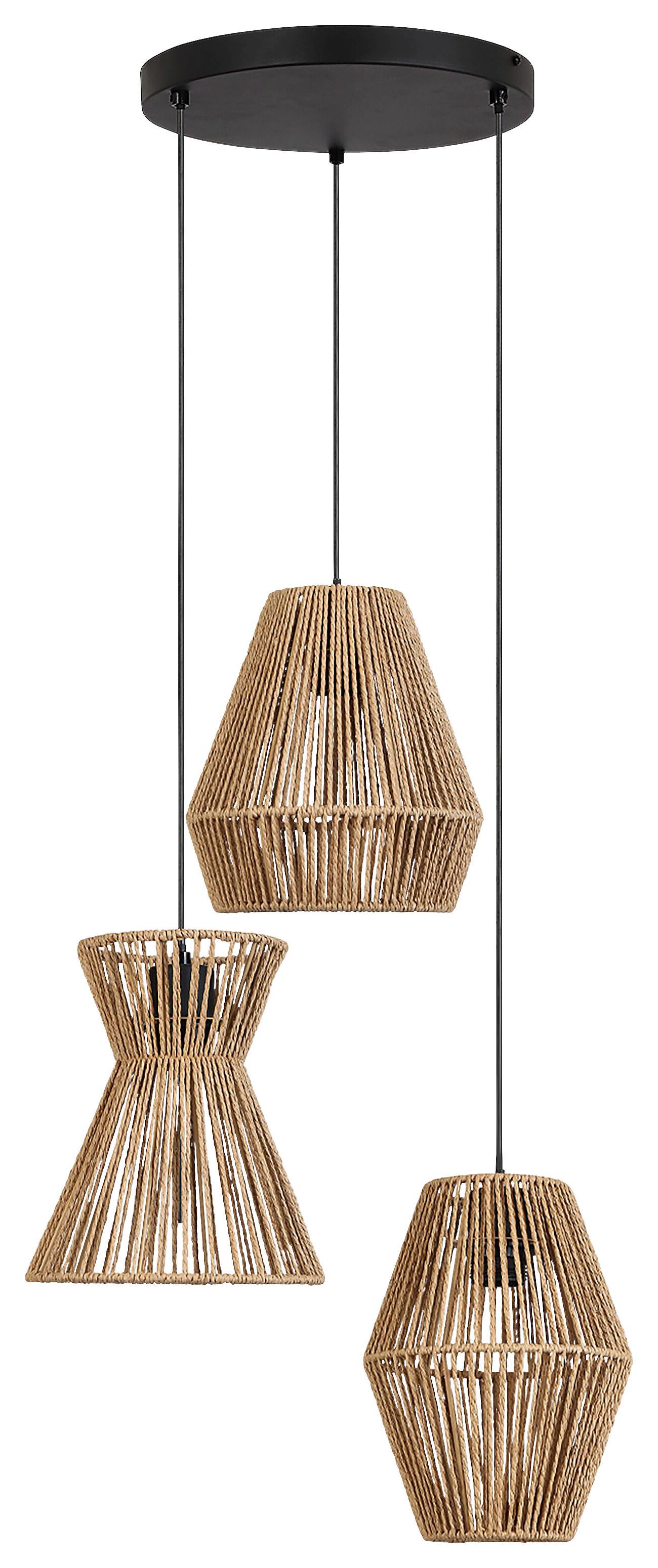 Závěsné svítidlo Naturm - černá/přírodní barvy, Konvenční, kov/papír (44/120cm) - Mömax