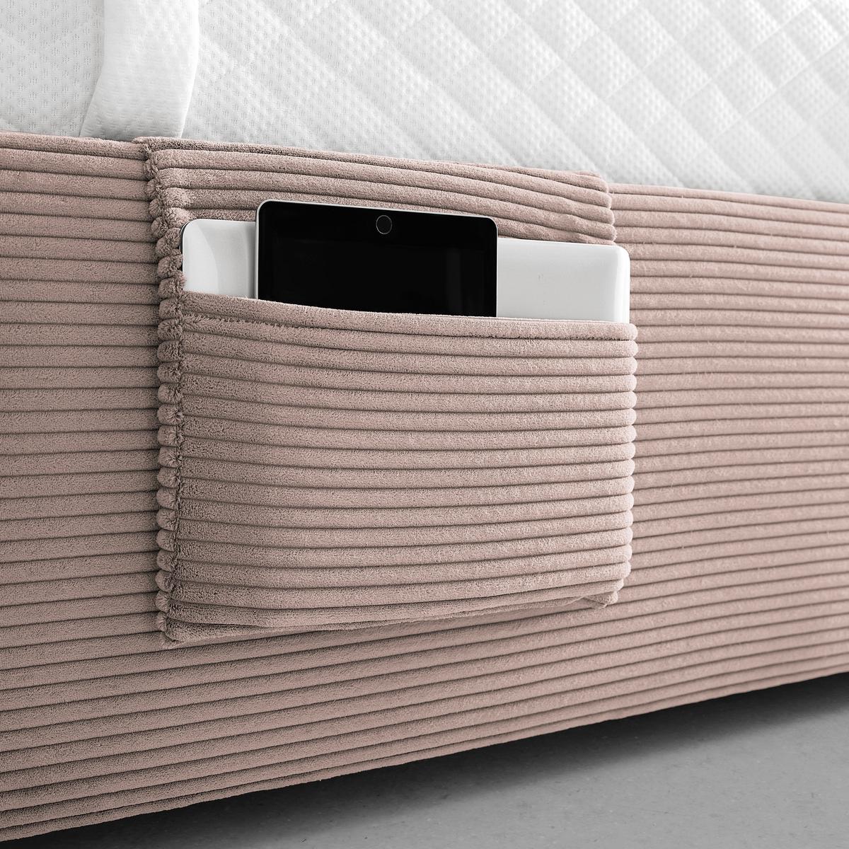 Posteľ Remi s bočnicami 120x200, poťah ružový - pink/prírodná farba, Konventionell, drevo/textil (120/200cm)