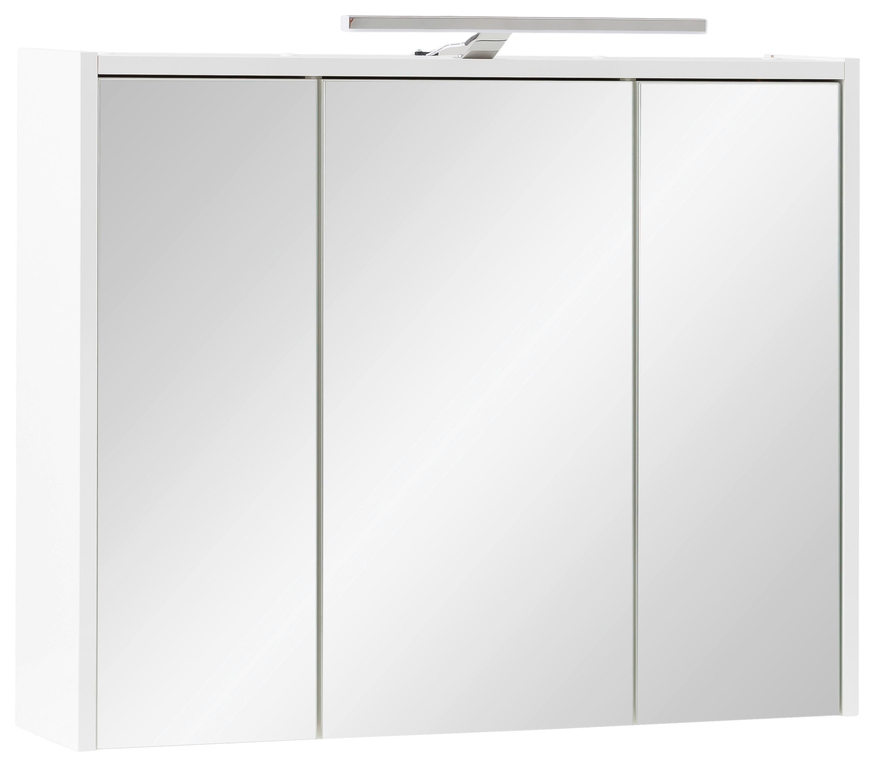 Spiegelschrank Flag mit Led 3 Türen Weiß - Weiß Hochglanz/Weiß, MODERN, Glas/Holzwerkstoff (74,5/65/16cm) - MID.YOU