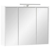 Spiegelschrank Flag Mit Led 3 Türen Weiß - Weiß Hochglanz/Weiß, MODERN, Glas/Holzwerkstoff (74,5/65/16cm) - MID.YOU