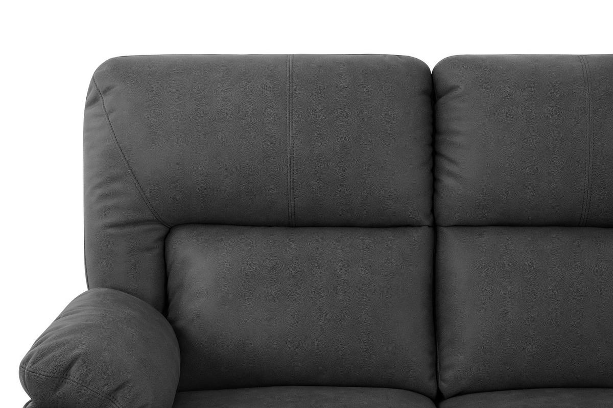 Trojmiestna pohovka CLARA, sivá, s relaxačnou funkciou - čierna/sivá, Basics, kov/drevo (200/99.5/94cm) - Livetastic
