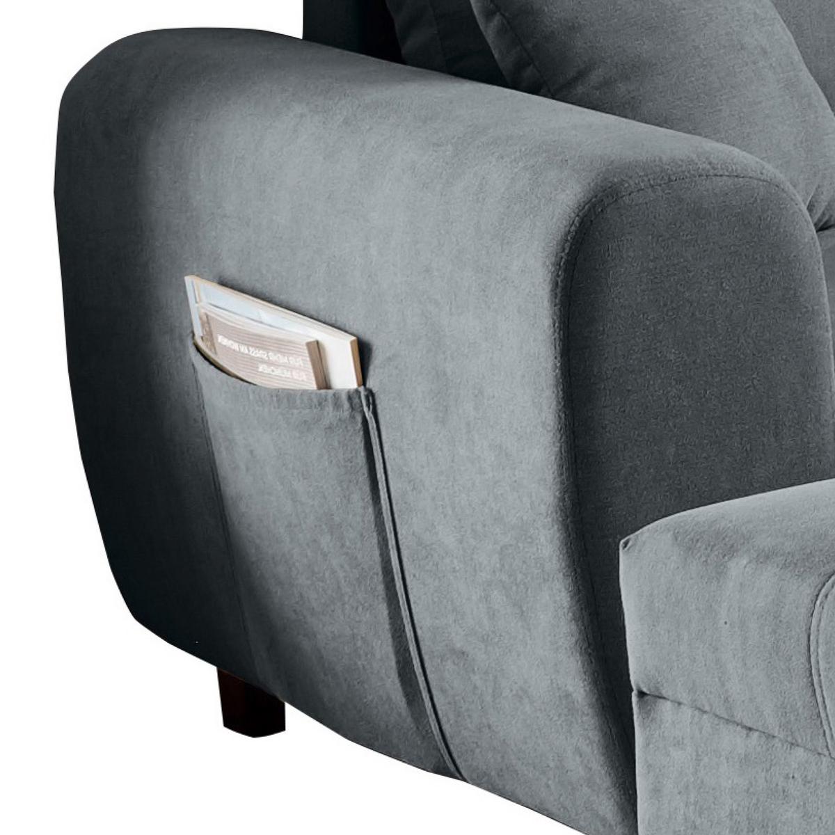 Ecksofa inkl. Kissen + Hocker Lea, Polyester-Nylon - Anthrazit/Schwarz, Basics, Holzwerkstoff/Textil (248/176cm) - MID.YOU