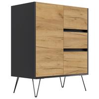 Sideboard Posseik Industrial Graphitfarben/Eichef. B: 79 cm - Eichefarben/Schwarz, Design, Holzwerkstoff (79/93,6/40,6cm) - P & B