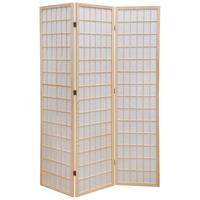 Paraván Naomi 3 - natúr színű/fehér, Modern, textil/fa (130/179/2cm)