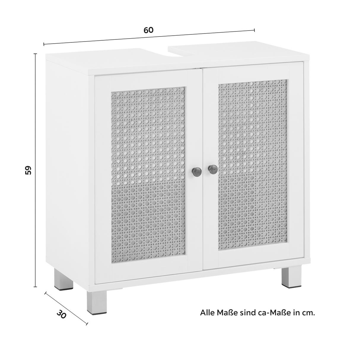 Skrinka pod umývadlo LISA biela - biela/bronzová, Modern, kov/kompozitné drevo (60/59/30cm) - Bessagi Home